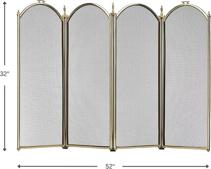 UniFlame S41010PB 4-Panel Polished Brass Fireplace Screen 52"x32" Classic (Like New)