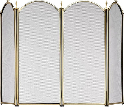 UniFlame S41010PB 4-Panel Polished Brass Fireplace Screen 52"x32" Classic (Like New)