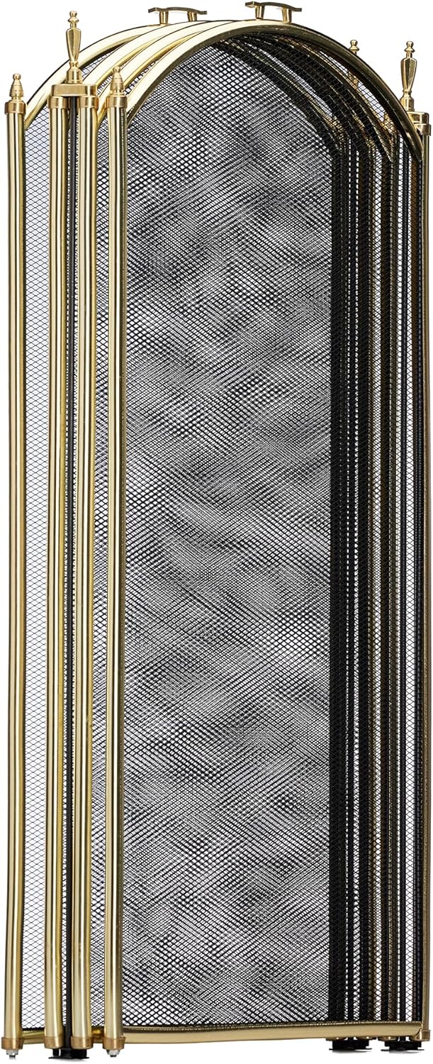 UniFlame S41010PB 4-Panel Polished Brass Fireplace Screen 52"x32" Classic (Like New)
