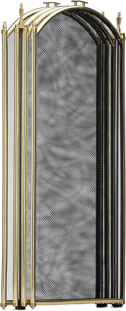 UniFlame S41010PB 4-Panel Polished Brass Fireplace Screen 52"x32" Classic (Like New)