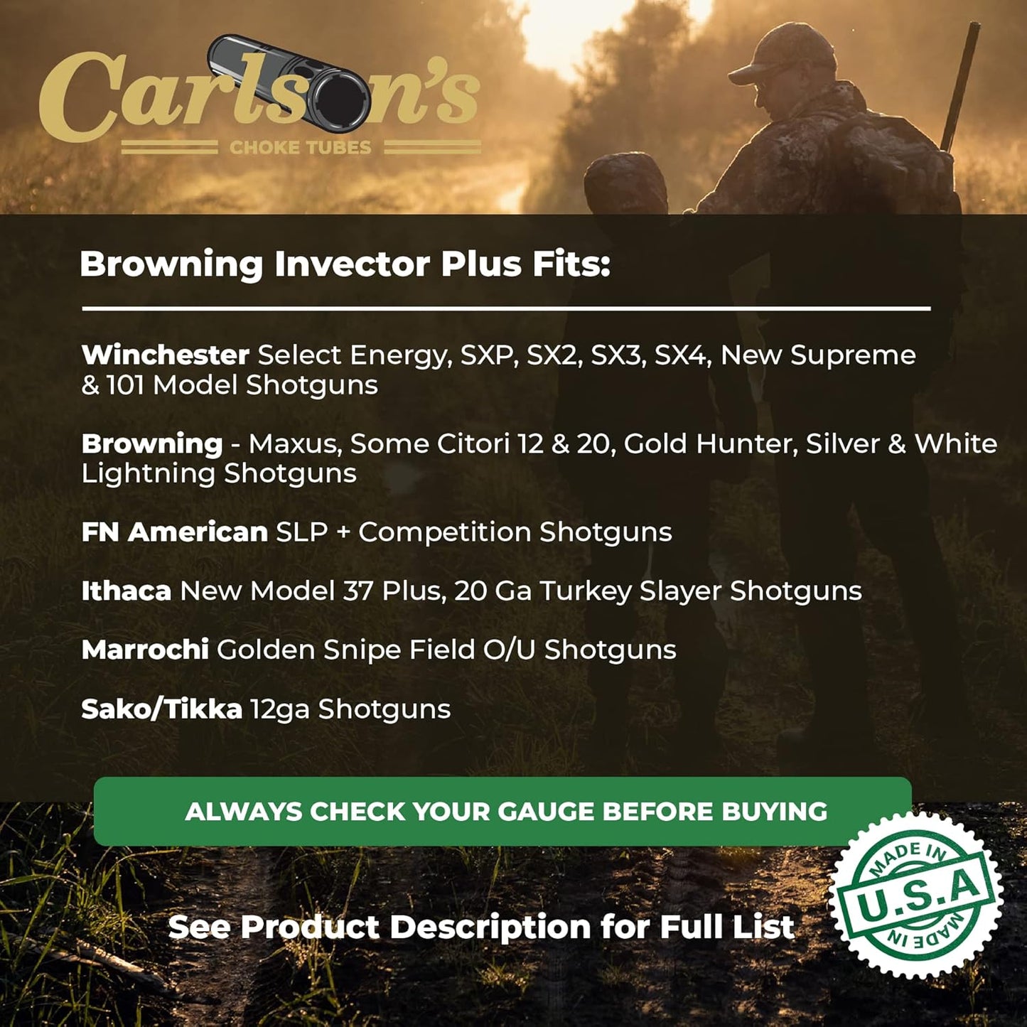 Carlsons Stainless Steel Choke Tubes 12 Gauge for Browning Invector Plus (Used)