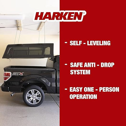 HARKEN Truck Cap Garage Hoist System 200lb Capacity – 4-Point Lift, 10ft Ceiling (Like New)