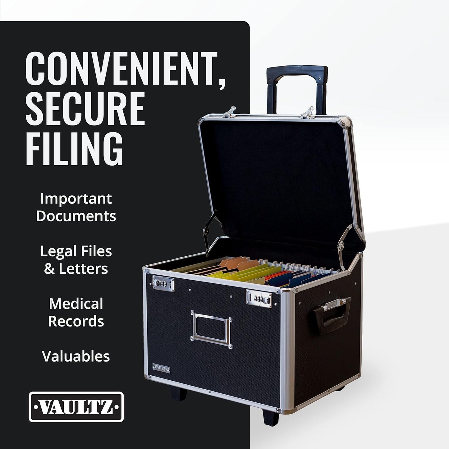 Vaultz Portable File Storage Box with Handle 14.5" x 17.5" x 15.5" Letter/Legal (Like New)