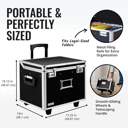 Vaultz Portable File Storage Box with Handle 14.5" x 17.5" x 15.5" Letter/Legal (Like New)