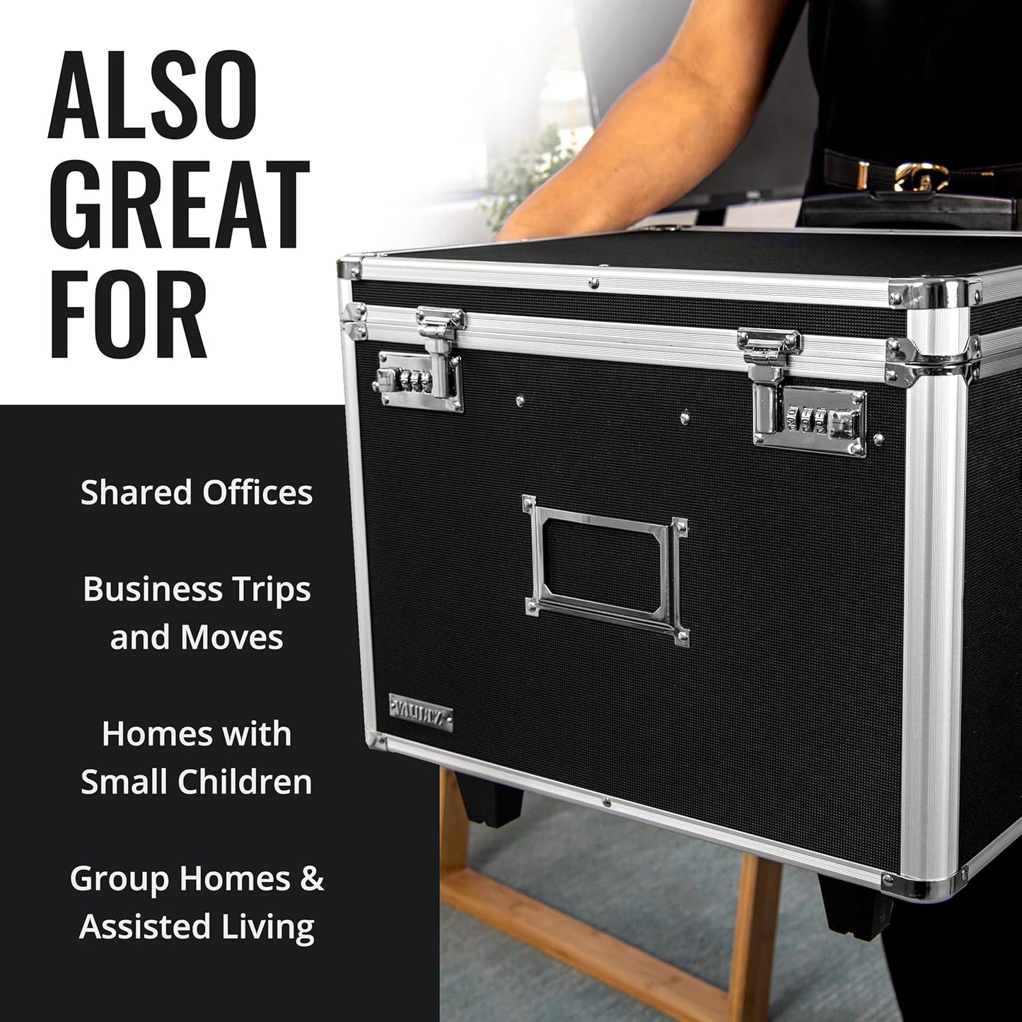 Vaultz Portable File Storage Box with Handle 14.5" x 17.5" x 15.5" Letter/Legal (Like New)