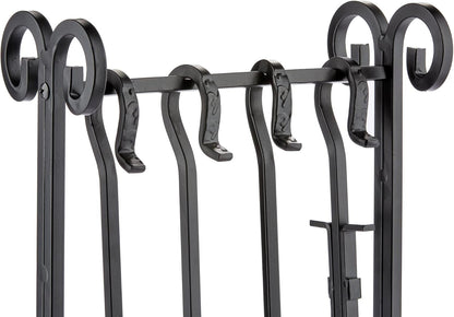 UniFlame F-1111 5pcs Compact Fireplace Steel Tool Set, Heavy Duty In-Line Stand (Like New)