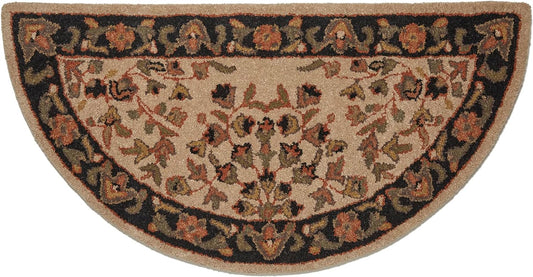 Uniflame Beige w/Black Hand Tufted 100% Wool Rug - Floor Heat & Spark Protection (Like New)