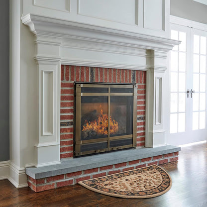 Uniflame Beige with Black Hand Tufted 100% Wool Rug - Protects Floor from Heat- (Used, No Retail Box)