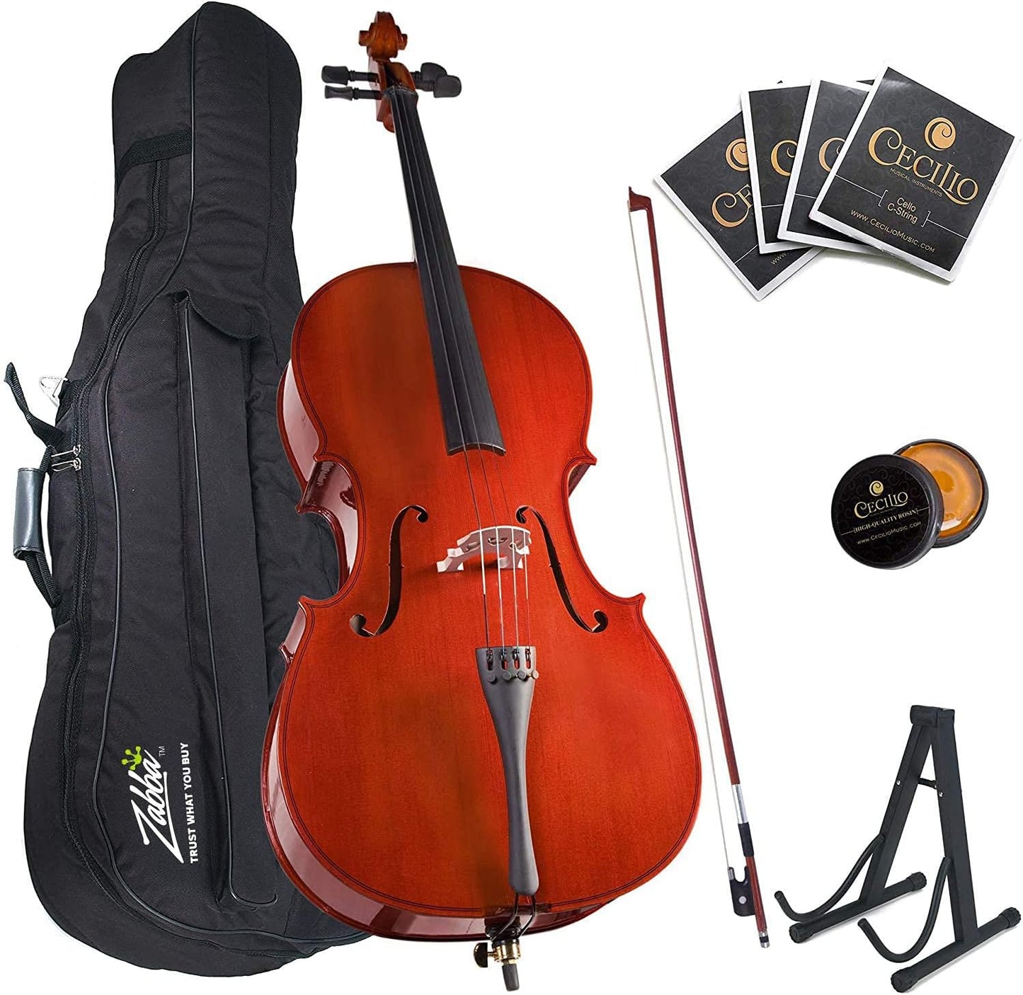 Cecilio CCO-100 Student Cello w/ Soft Case, Stand, Bow, Rosin, Bridge, Size 1/2 (Used)