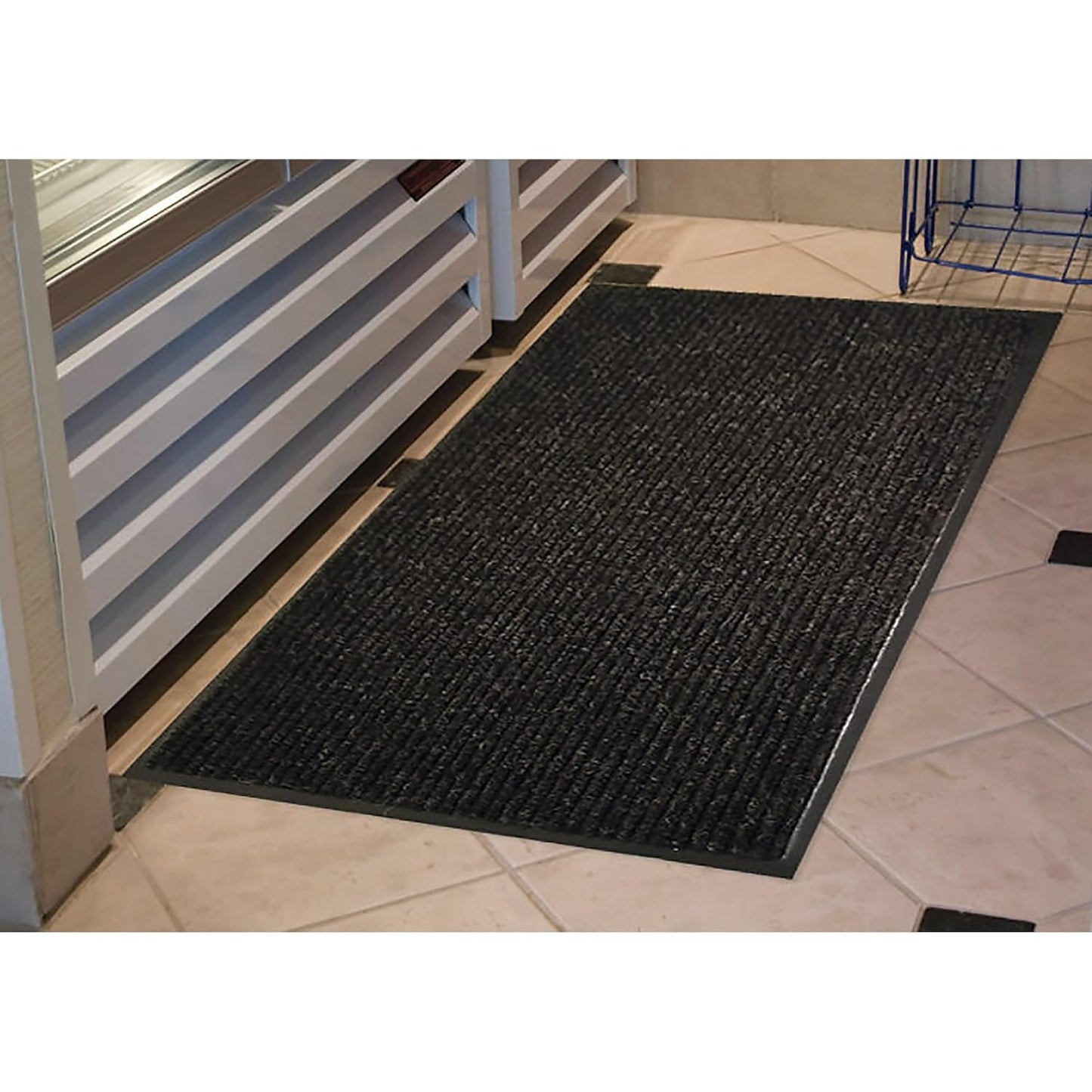 Genuine Joe Vinyl Backing 4 ft x 6 ft Indoor Solid Floor and Door Mat - Charcoal (Used)