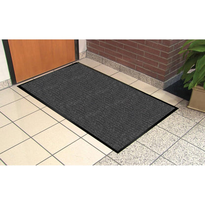 Genuine Joe Vinyl Backing 4 ft x 6 ft Indoor Solid Floor and Door Mat - Charcoal (Used)