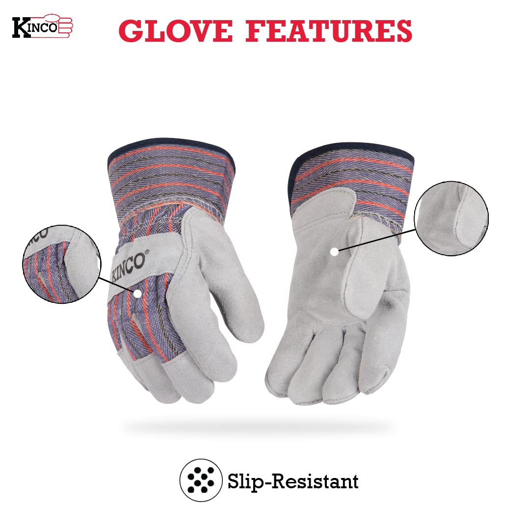 Kinco Suede Cowhide Gloves with Safety Cuff, Gray Suede Cowhide - Small (1 Pack) (Used)