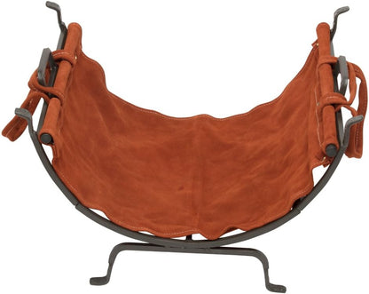 Uniflame W-1189 Olde World Iron Log Holder with Suede Leather Carrier - Red (New, Damaged Retail Box)