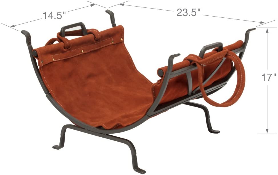 Uniflame Olde World Iron Log Holder with Suede Leather Carrier - Brown (Used)