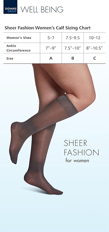 Sigvaris Sheer Fashion 15-20mmHg Durable & Soft Thigh-Highs Socks for Women (Like New)