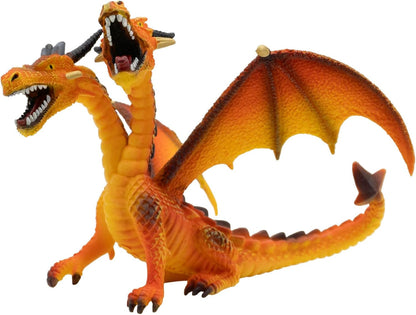 Bullyland 75598 Two-Headed Hand Painted Dragon Figure Animal Toy for Kid, Orange (Like New)