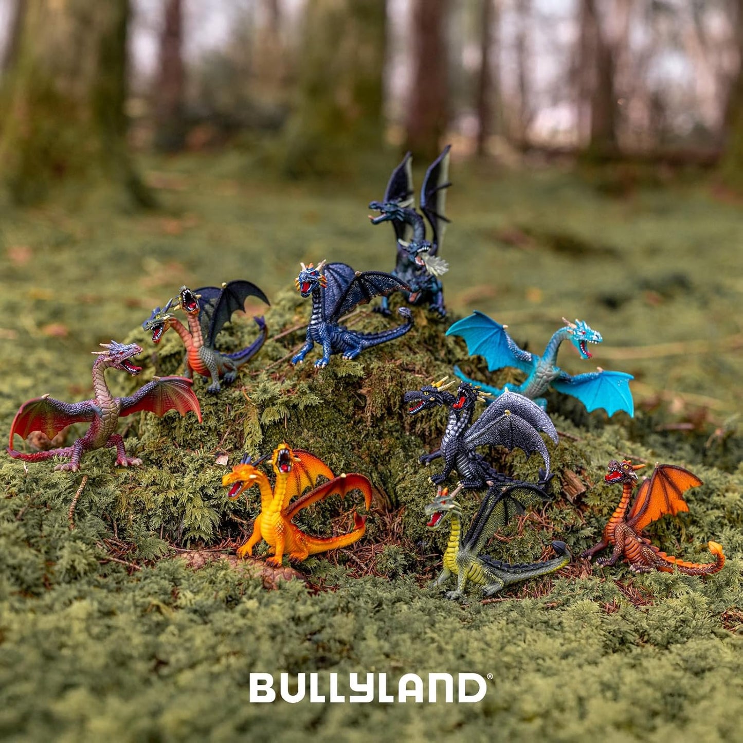Bullyland 75598 Two-Headed Hand Painted Dragon Figure Animal Toy for Kid, Orange (Like New)