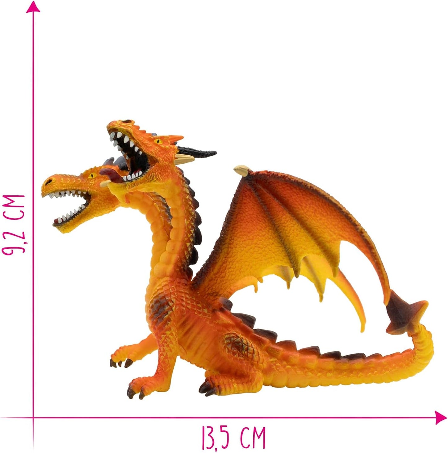 Bullyland 75598 Two-Headed Hand Painted Dragon Figure Animal Toy for Kid, Orange (Like New)