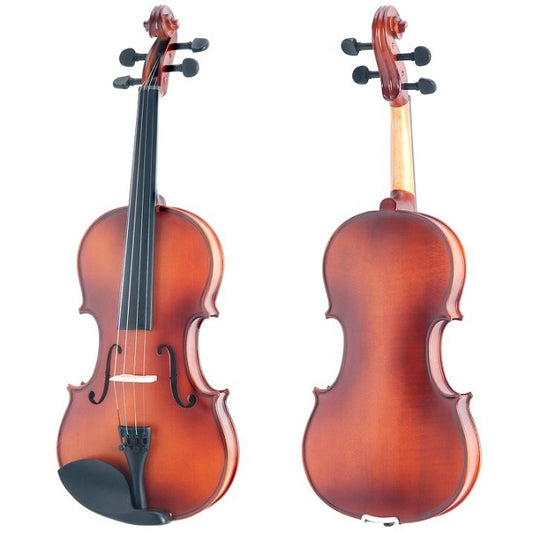 Mendini by Cecilio Full Size 4/4 MV300 Solid Wood Violin, Satin Antique (Like New)