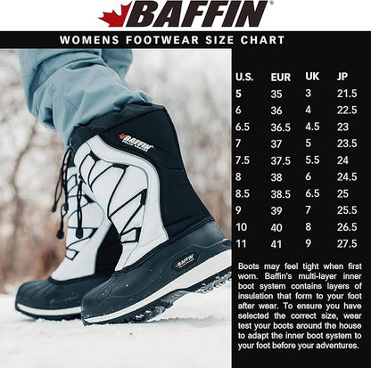 Baffin Icefield Women's Lightweight Nylon Polar Rated Snow Boot, Size 11, Black (New)
