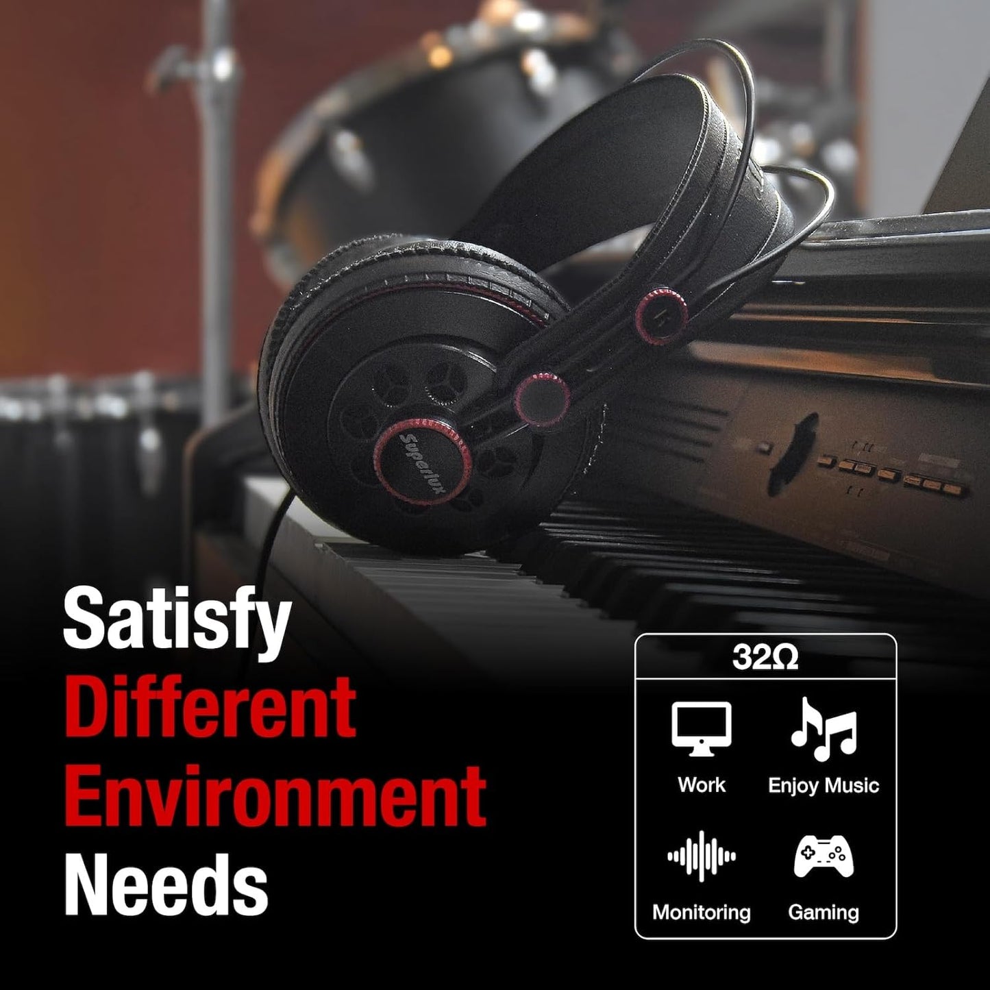 Superlux HD 681 Dynamic Semi-Open Black On-Ear Headphones 10Hz-30kHz 32 Ohm 98dB (Used)