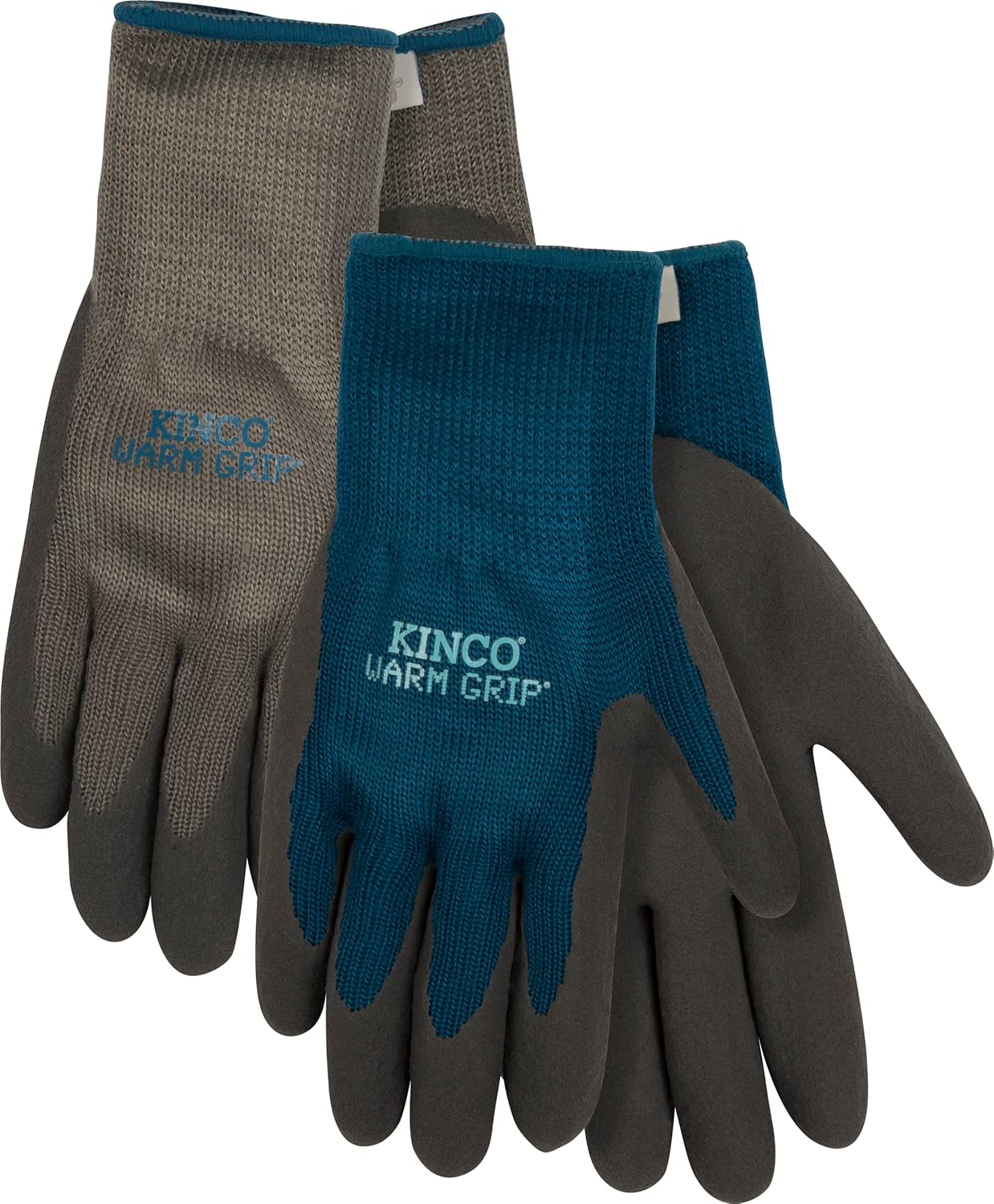 KINCO 1790W-S Women's Warm Grip Thermal Latex Coated Gloves, Small, Blue/Gray (Like New)