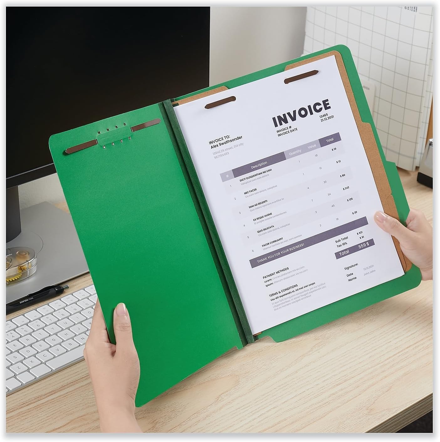 Universal Modern Cardboard Pressboard Classification File Folders, Emerald Green (Like New)