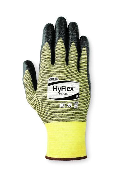 Ansell HyFlex 11-510 Kevlar Pull On Safety Gloves w/ Knit Wrist Cuff for Medical (Used)