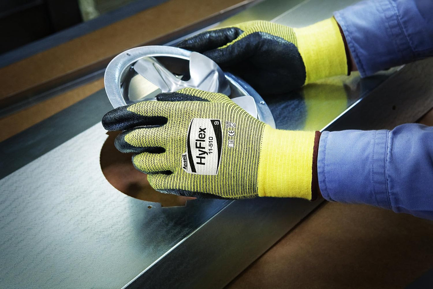 Ansell HyFlex 11-510 Kevlar Pull On Safety Gloves w/ Knit Wrist Cuff for Medical (Used)