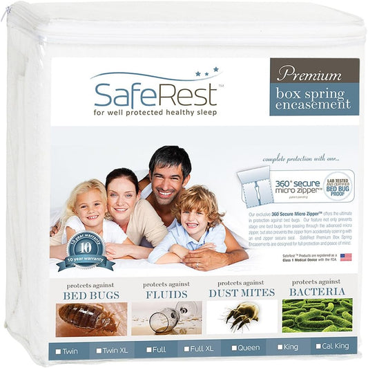 SafeRest Polyester Box Spring Encasement, Fits Up to 9-inch, Full - White (New)