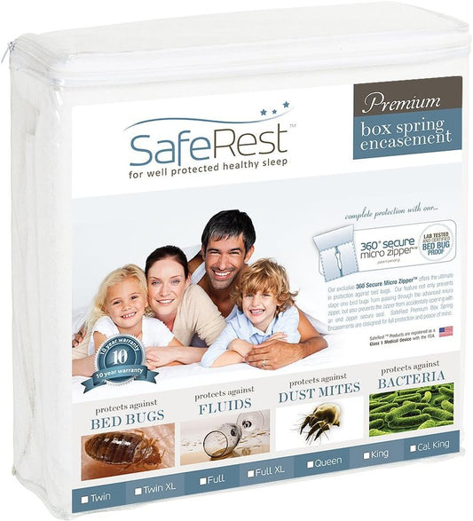 SafeRest 9" Thick Waterproof Breathable Box Spring Encasement, Twin - Red (New)