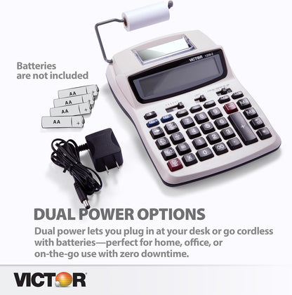 Victor 1208-2 Compact and Reliable Printing Calculator with 12 Digit LCD Display (Like New)