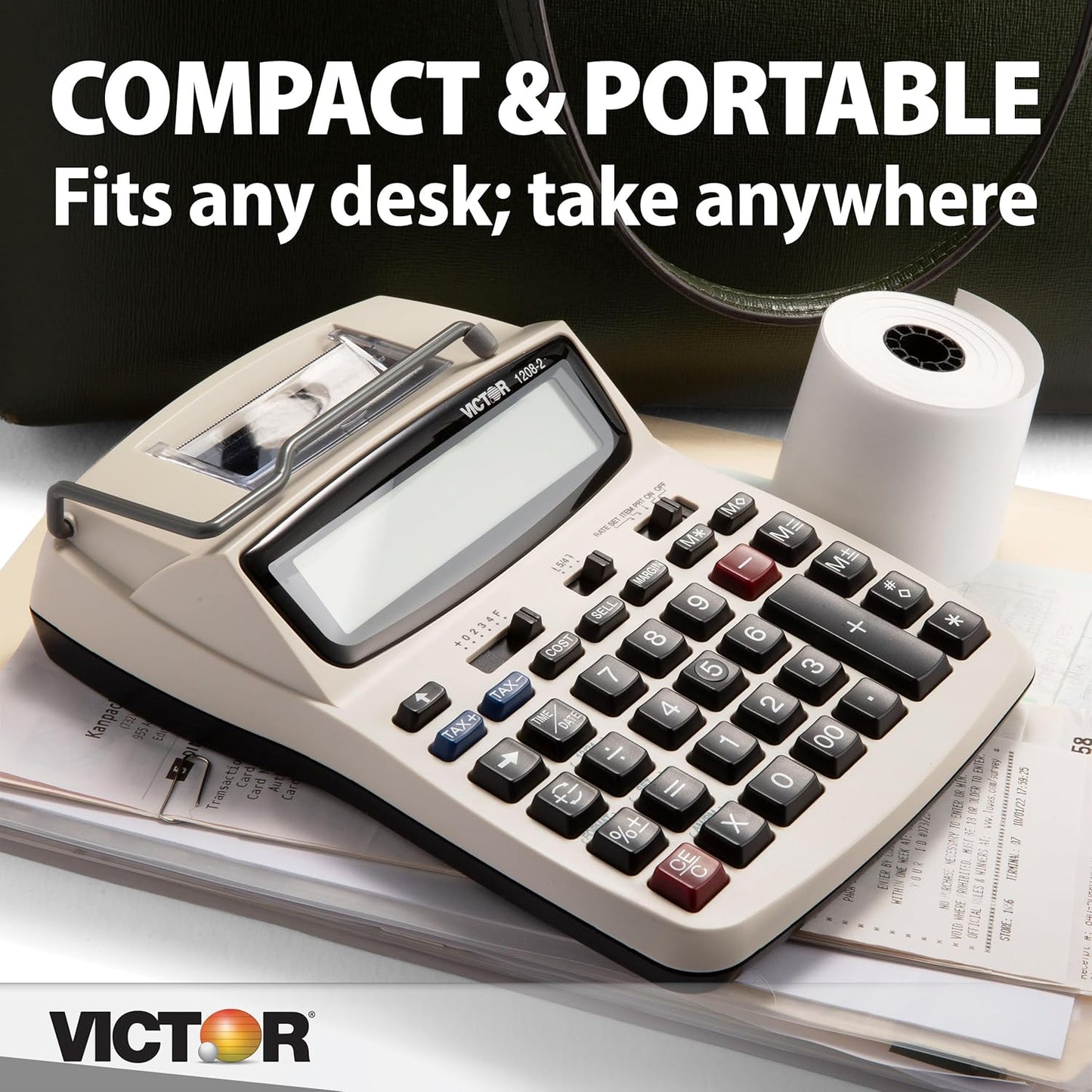 Victor 1208-2 Compact and Reliable Printing Calculator with 12 Digit LCD Display (Like New)