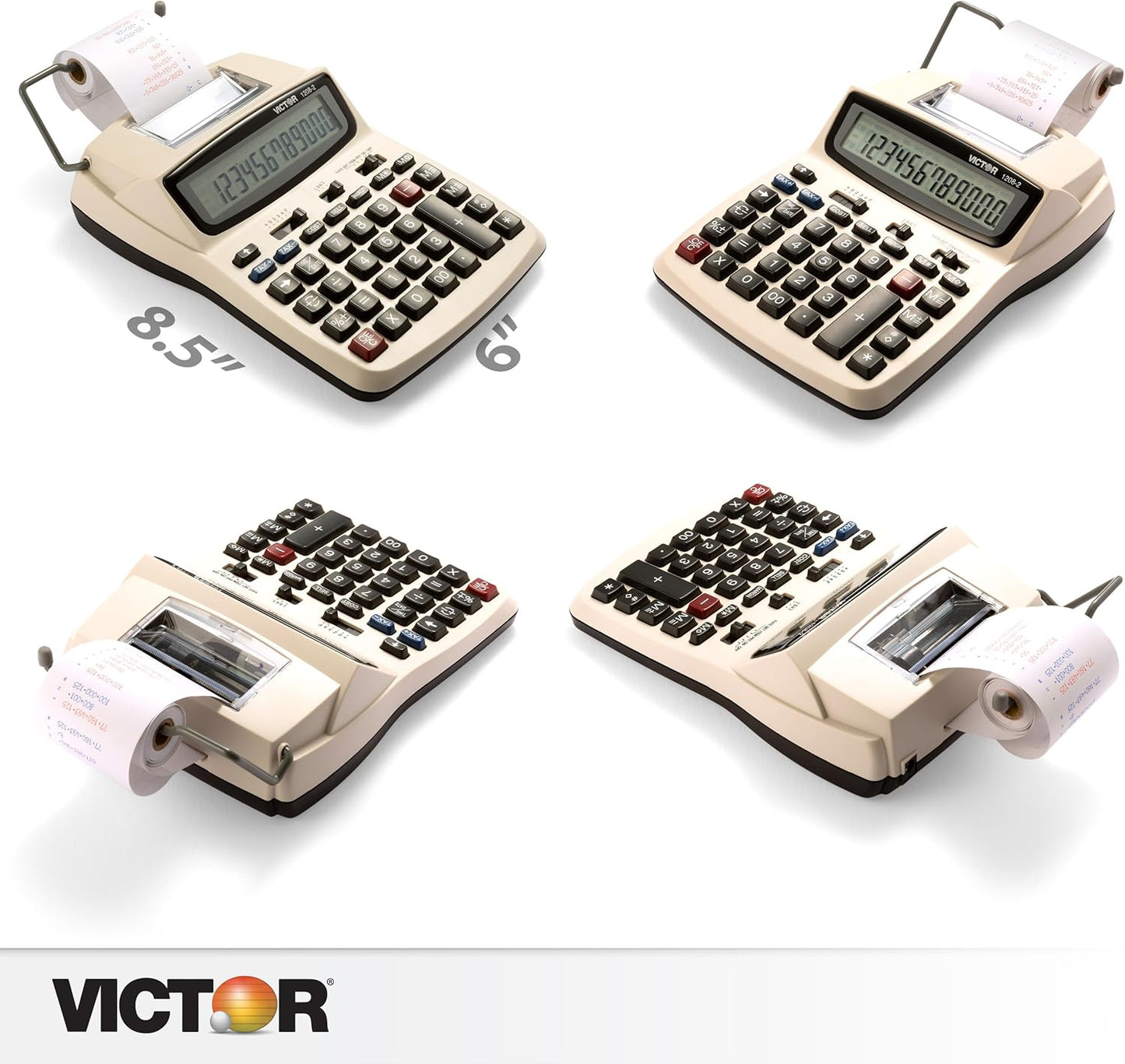 Victor 1208-2 Compact and Reliable Printing Calculator with 12 Digit LCD Display (Like New)