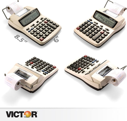 Victor 1208-2 Compact and Reliable Printing Calculator with 12 Digit LCD Display (Like New)