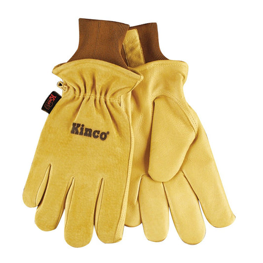 Kinco 94HK-L Lined Grain Suede Pigskin Gloves, Heat Keep Lining - Golden, Large (Like New)