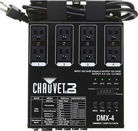 Chauvet DJ DMX-4 LED Lighting Dimmer/Relay Pack 4-Channel Dimmer/Cwitch Pack (Used)
