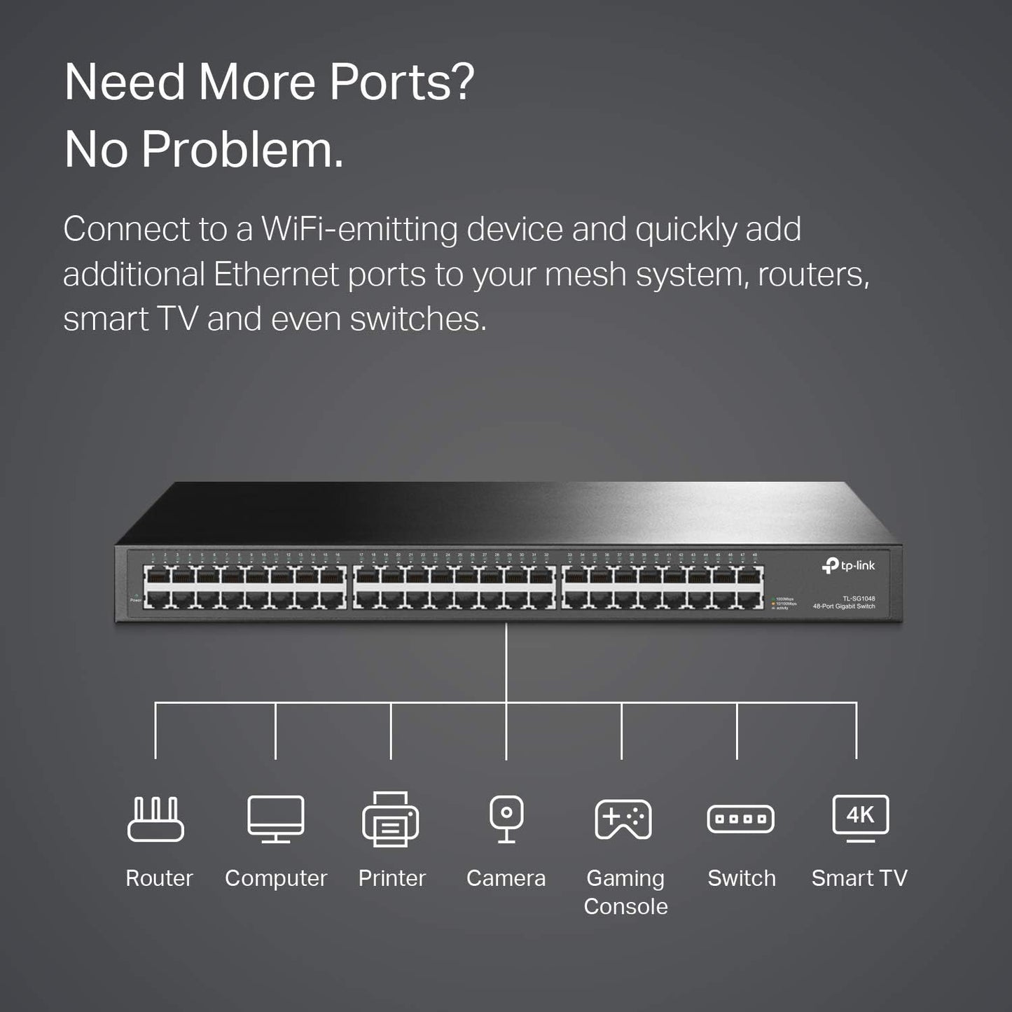 TP-Link Unmanaged Switch Plug and Play Metal Rack 48 Port Gigabit Ethernet (Like New)
