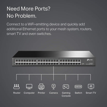 TP-Link Unmanaged Switch Plug and Play Metal Rack 48 Port Gigabit Ethernet (Like New)
