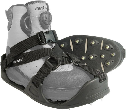 Korkers RockTrax Plus Rubber Fishing Cleated Overshoe, Black/Moonrock - X-Large (Like New)