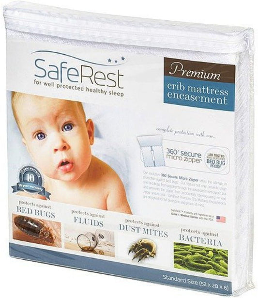 SafeRest Cotton Mattress Encasement with Zipper Closure, Crib, 6" Deep - Red (New)