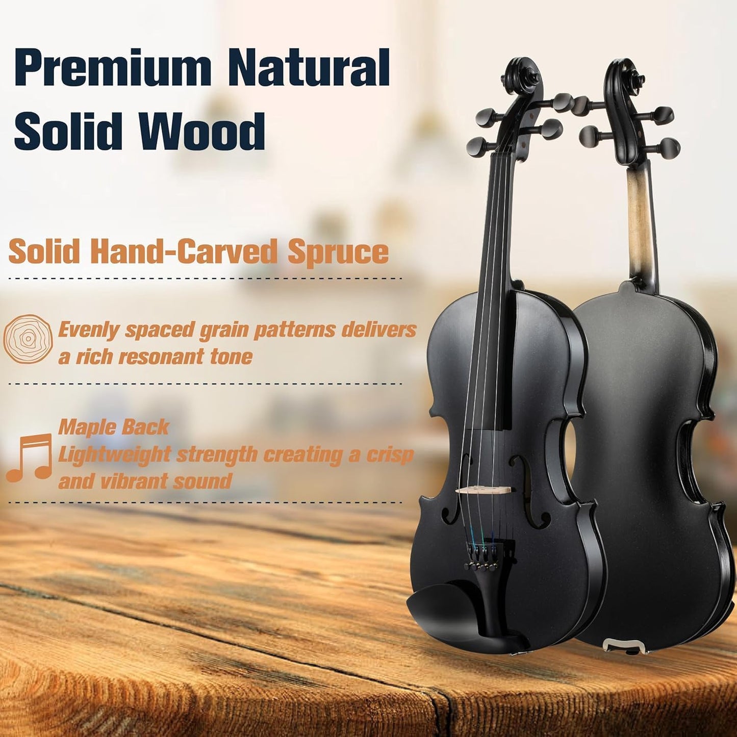 Mendini By Cecilio Violin For Beginners, Kids & Adults w/Hard Case, 4/4 -Black (Like New, No Retail Box)