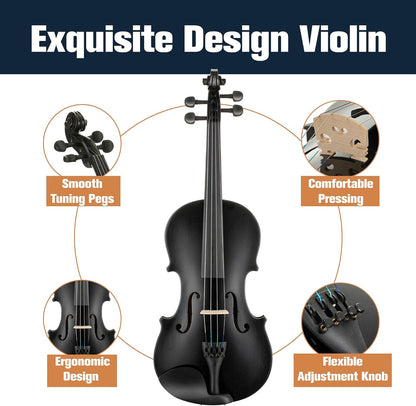 Mendini By Cecilio Violin For Beginners, Kids & Adults w/Hard Case, 4/4 -Black (Like New, No Retail Box)