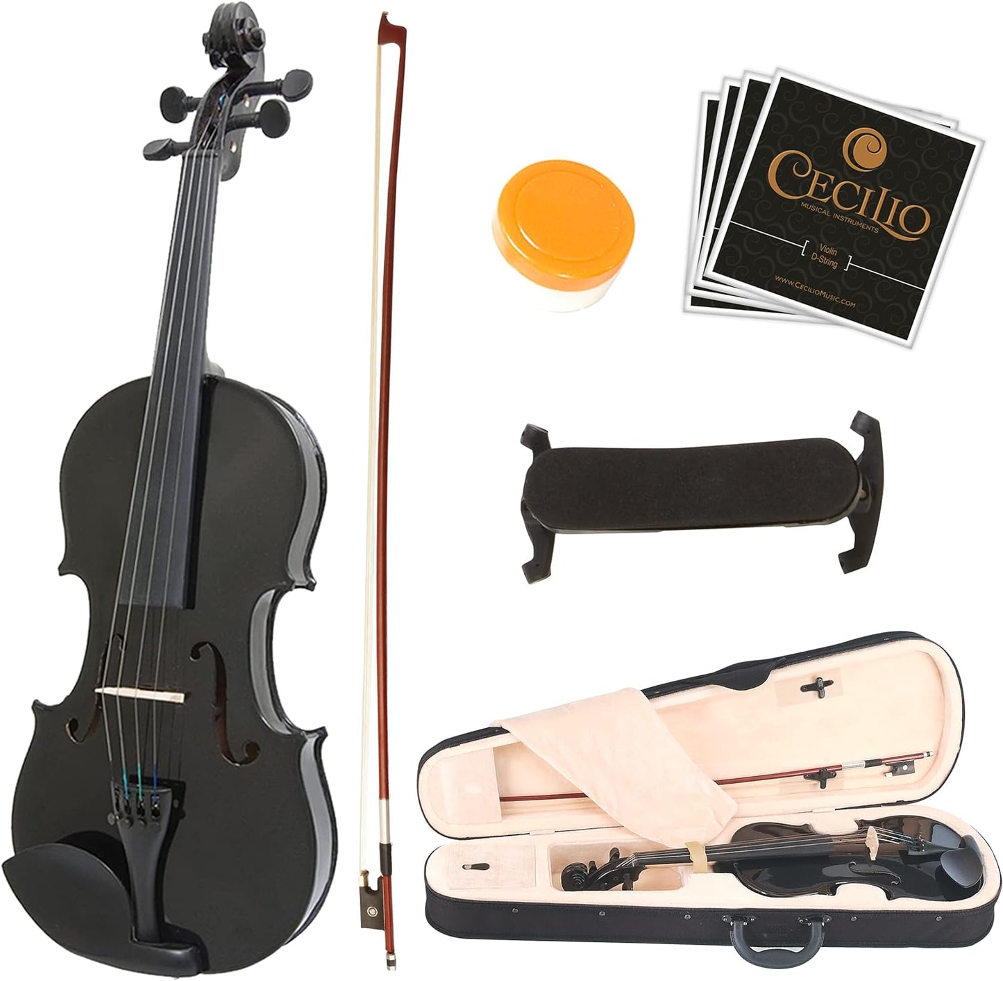 Mendini By Cecilio Violin For Beginners, Kids & Adults w/Hard Case, 4/4 - Black (Like New)