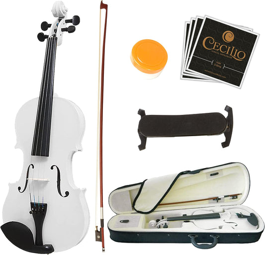 Mendini By Cecilio Violin For Beginners, Kids & Adults, 4/4 Size, White (Used)