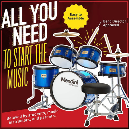 Mendini By Cecilio Kids Drum Set - Starter Drums with Bass, Toms, Snare, Silver- (Used)