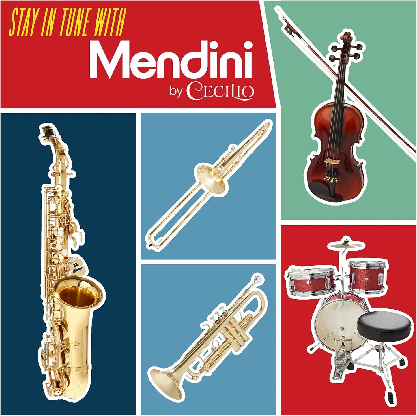 Mendini By Cecilio MJDS-5-WR Durable Wood 5 Pieces Drum Set Entry Level Drummer (Used, No Retail Box)