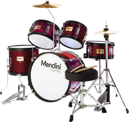 Mendini by Cecilio MJDS-5-WR Kids 16" Drum Set, 5 Pieces - Red Wine Metallic (Like New)