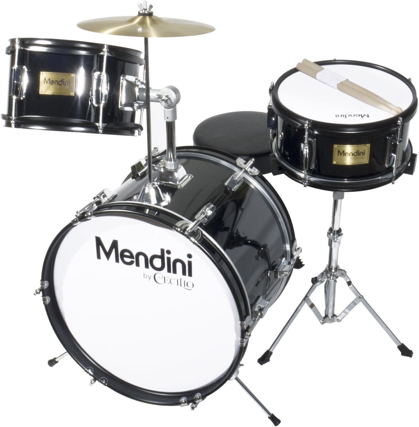 Mendini By Cecilio Drum Set – 3-Piece Kids Drum Set (16"), Black Metallic (Like New)