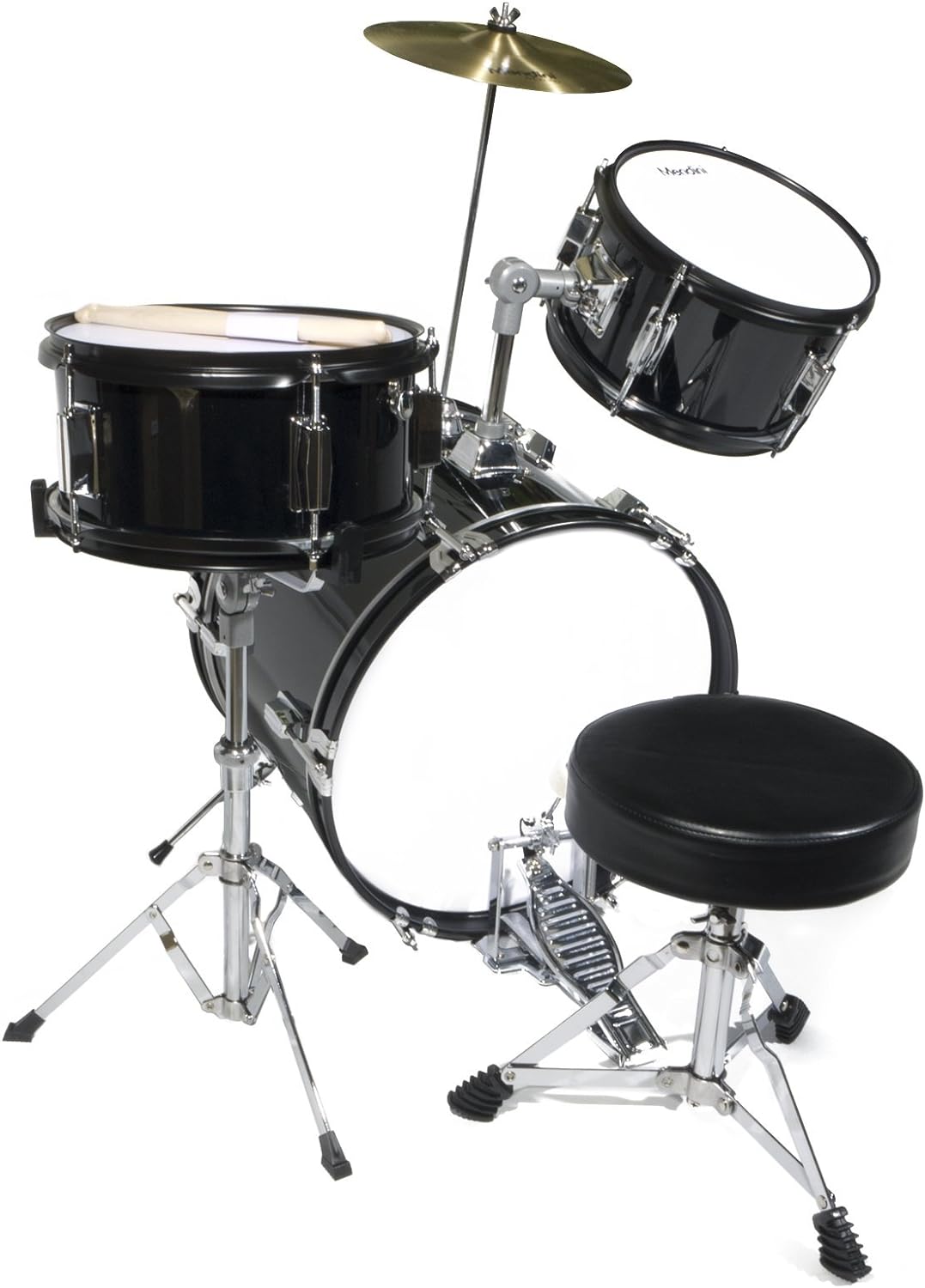 Mendini By Cecilio Drum Set – 3-Piece Kids Drum Set (16"), Black Metallic (Like New)